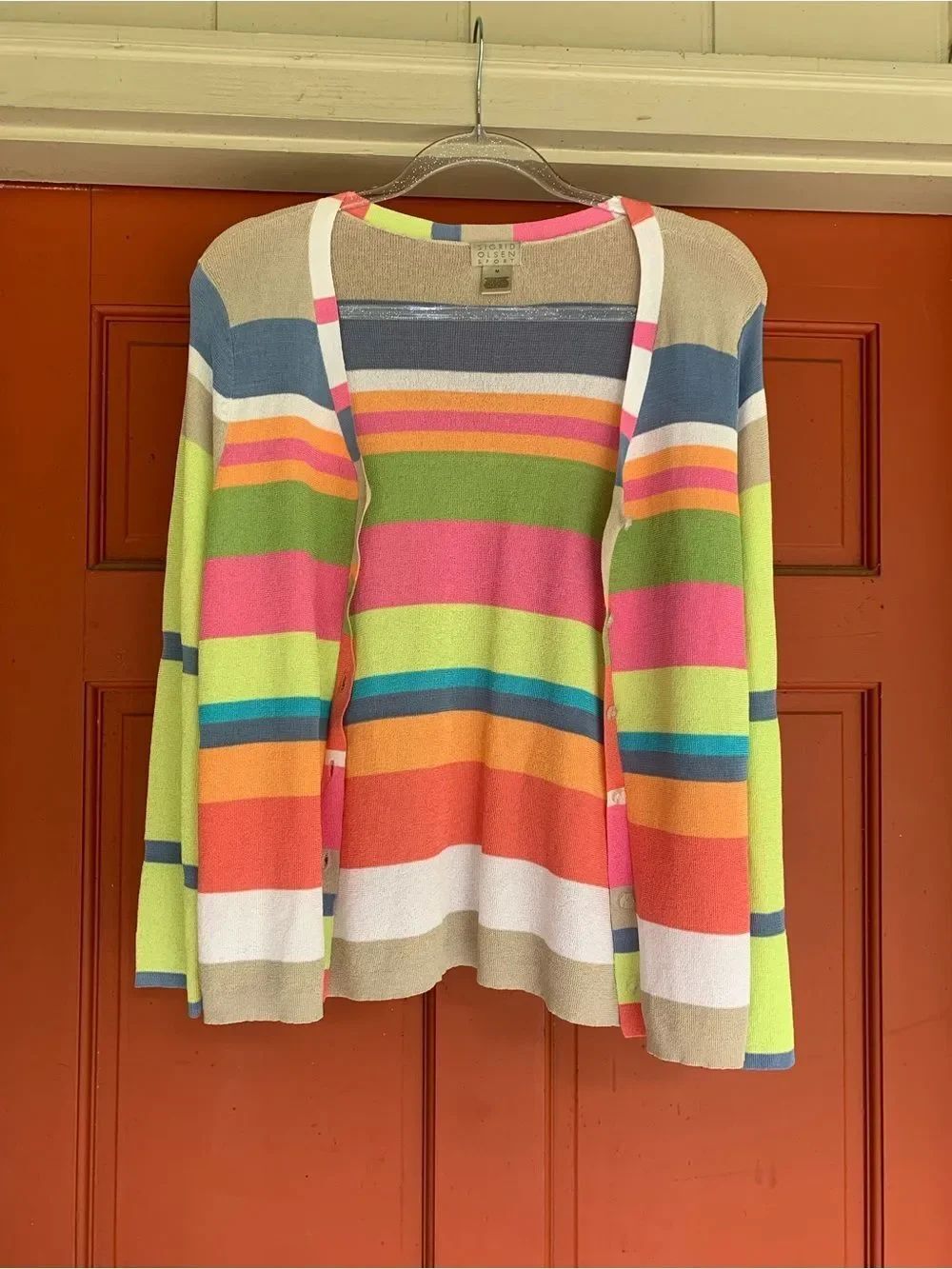 Sigrid Olsen Sport Striped Knit Top in Pink, Cream, Blue